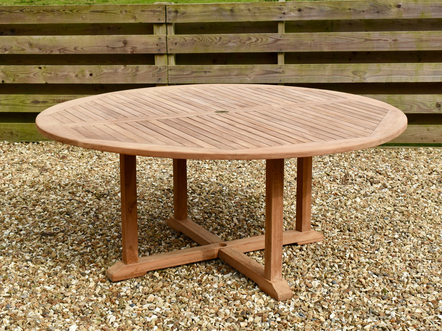 large 8 seater teak round pedestal style garden dining table