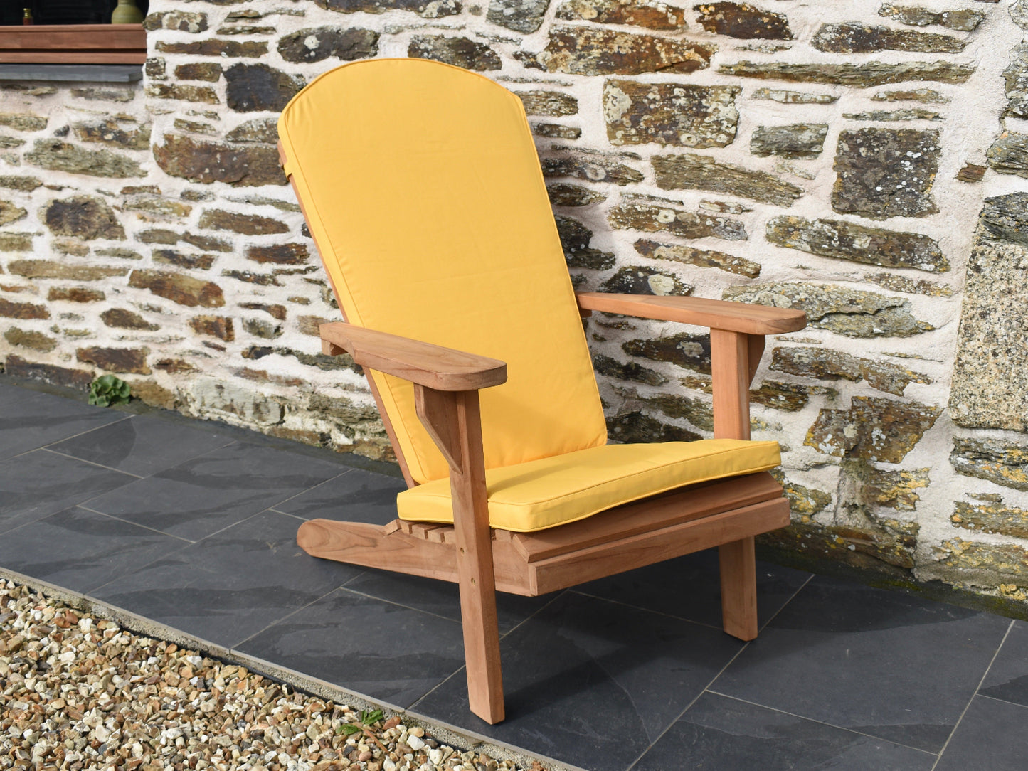 yellow colour garden chair cushion for classic Adirondack style outdoor easy chair