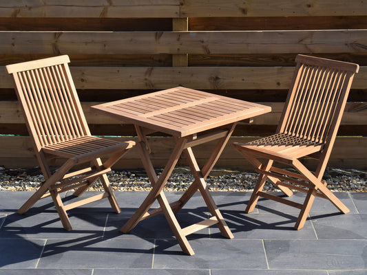 2 Seater Square Folding Teak Set with Classic Folding Chairs