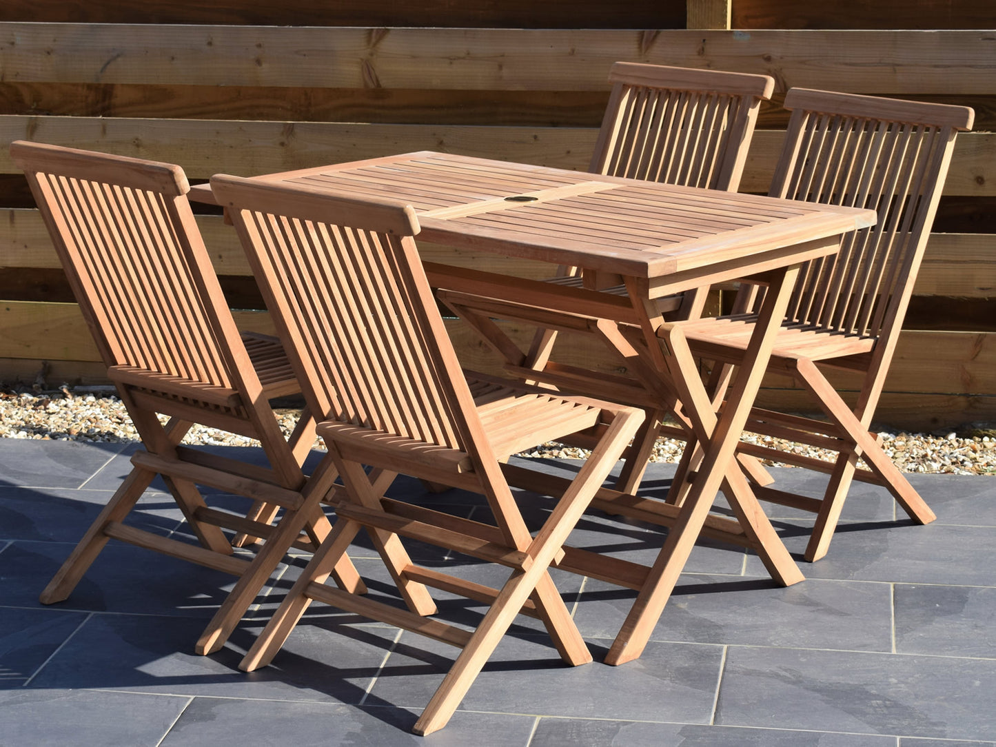 4 Seater Rectangular Folding Teak Set with Classic Folding Chairs