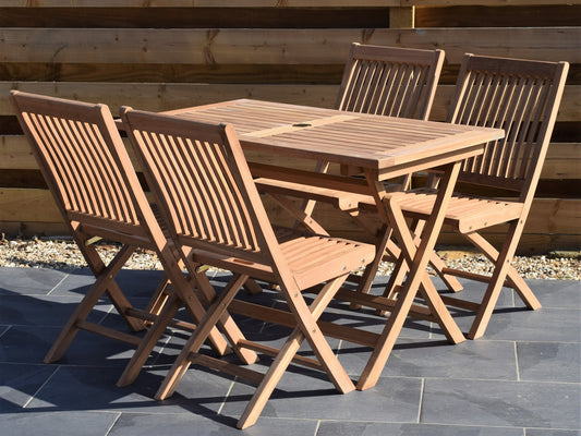 4 Seater Rectangular Folding Teak Set with Folding Chairs