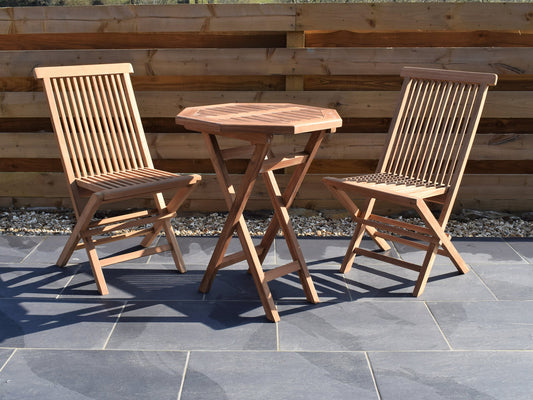 2 Seater Octagonal Folding Teak Set with Classic Folding Chairs