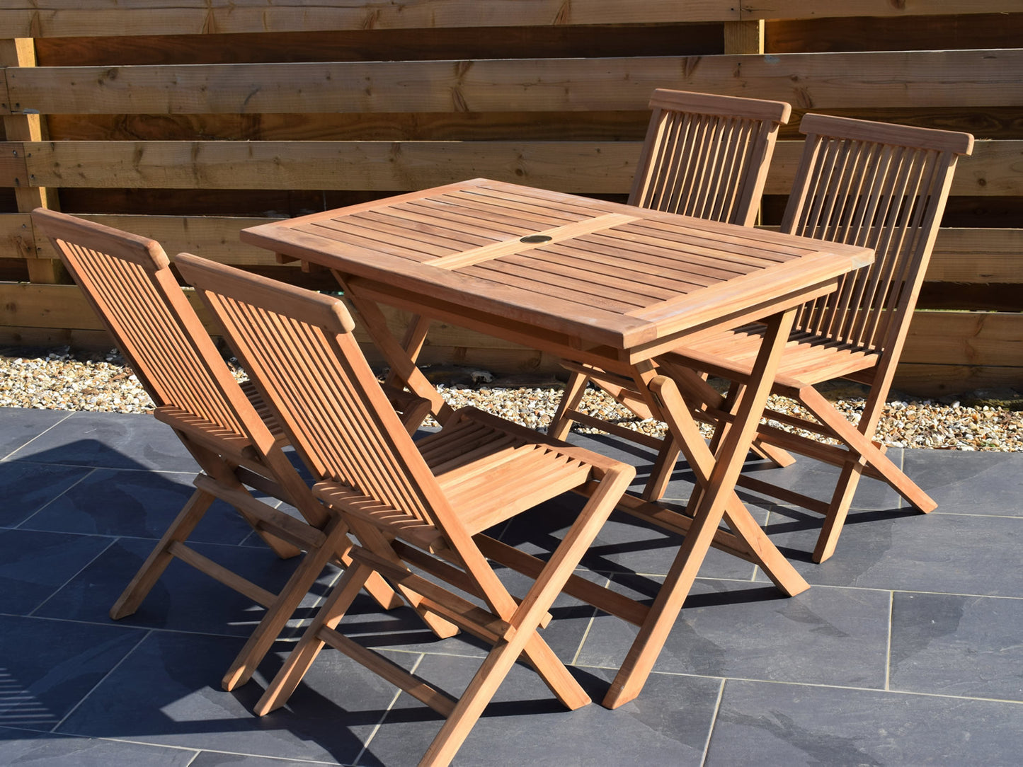 4 Seater Rectangular Folding Teak Set with Classic Folding Chairs
