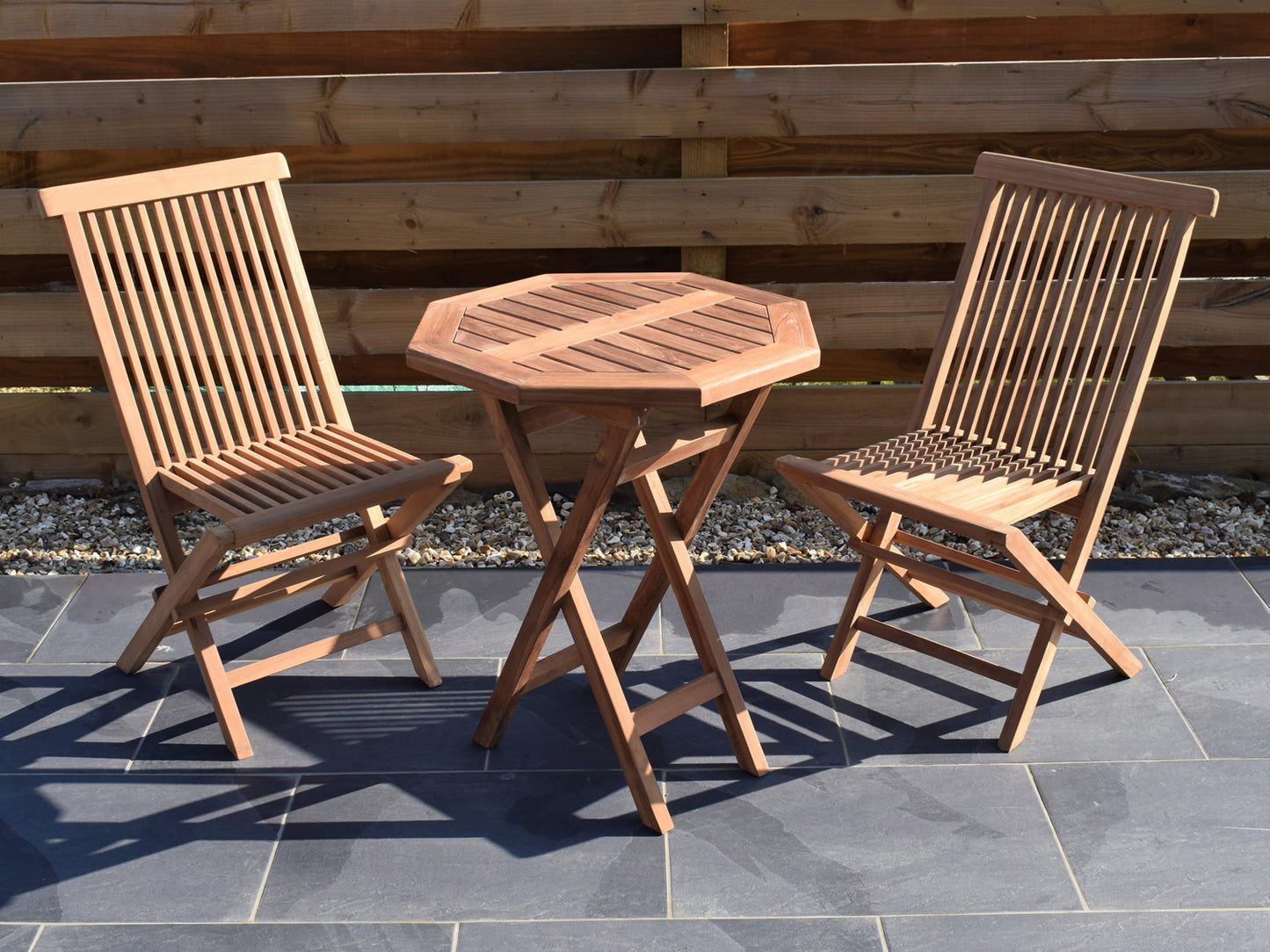 2 Seater Octagonal Folding Teak Set with Classic Folding Chairs