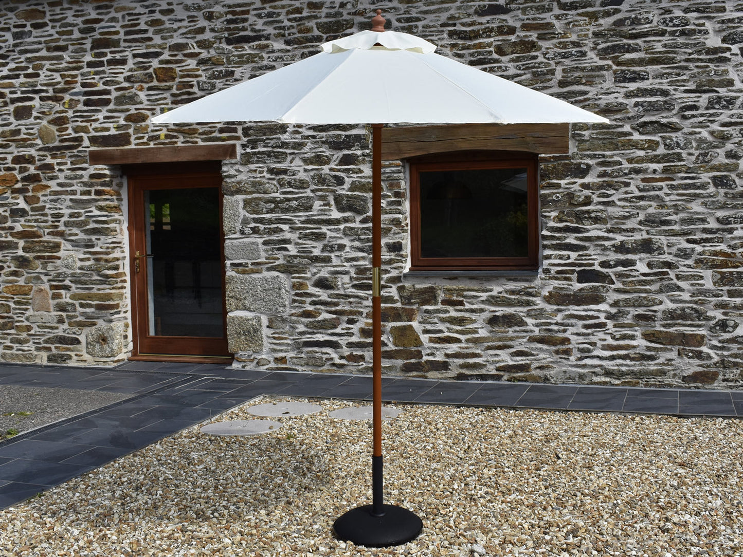 2m Octagonal parasol open Natural
