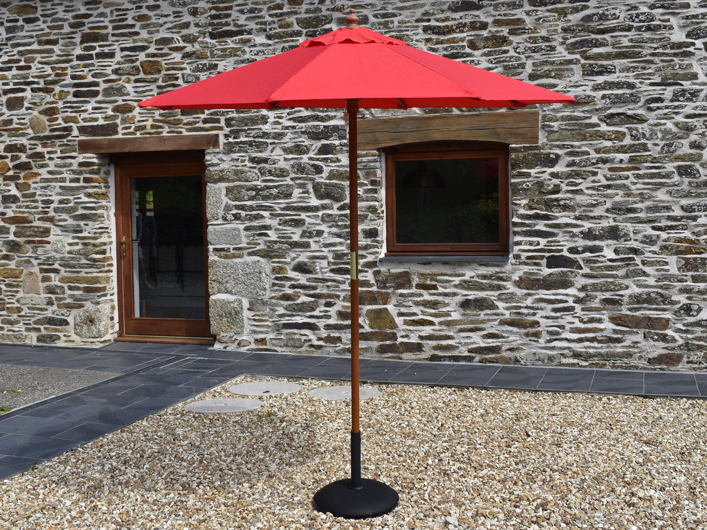 2m Octagonal parasol open Red