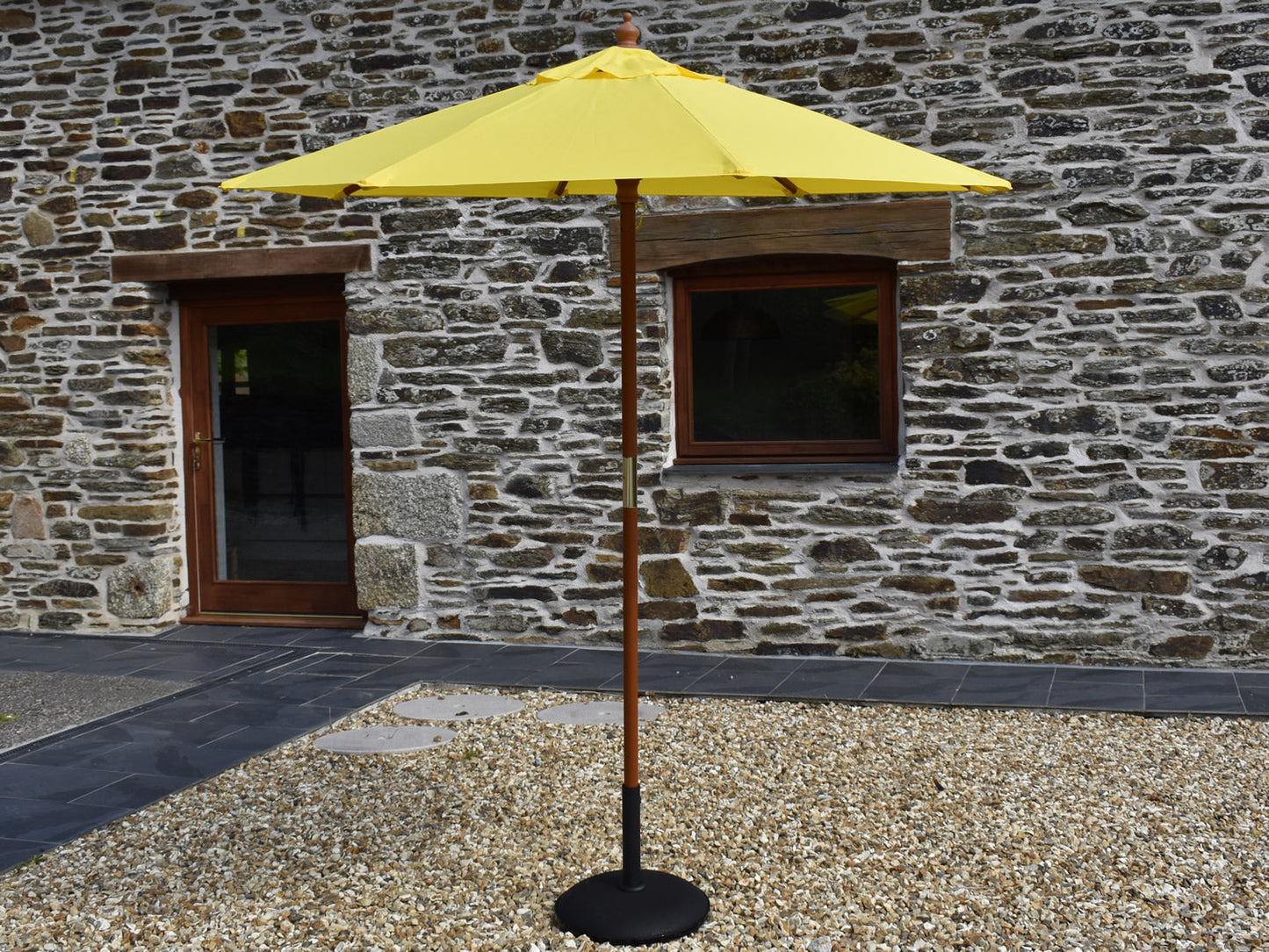 2m Octagonal parasol open Yellow