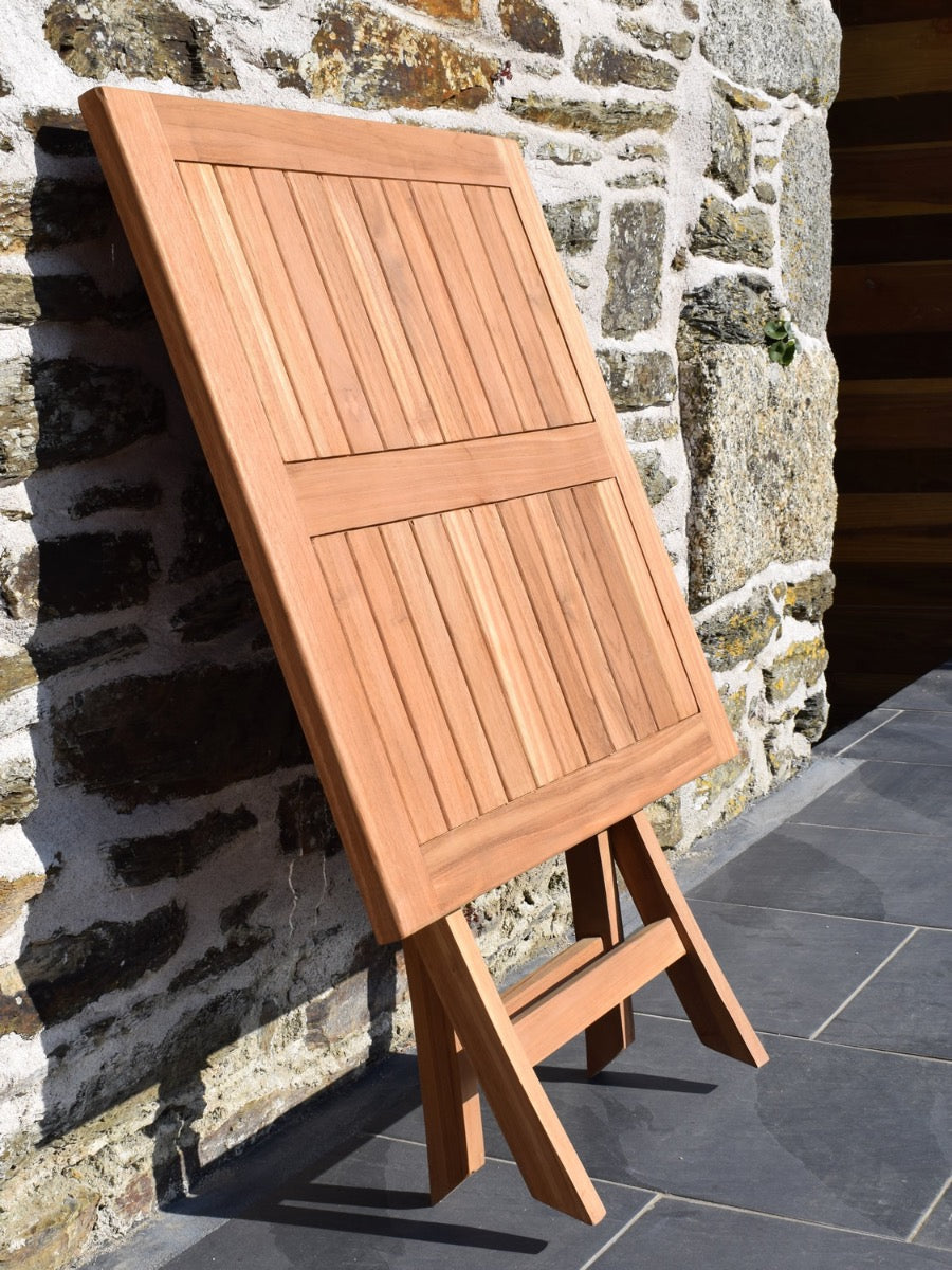 4 Seater Square Folding Teak Set with Classic Folding Chairs and Armchairs