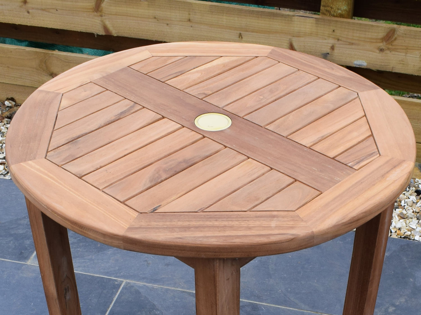 2 Seater Round Bistro Teak Set with Folding Armchairs