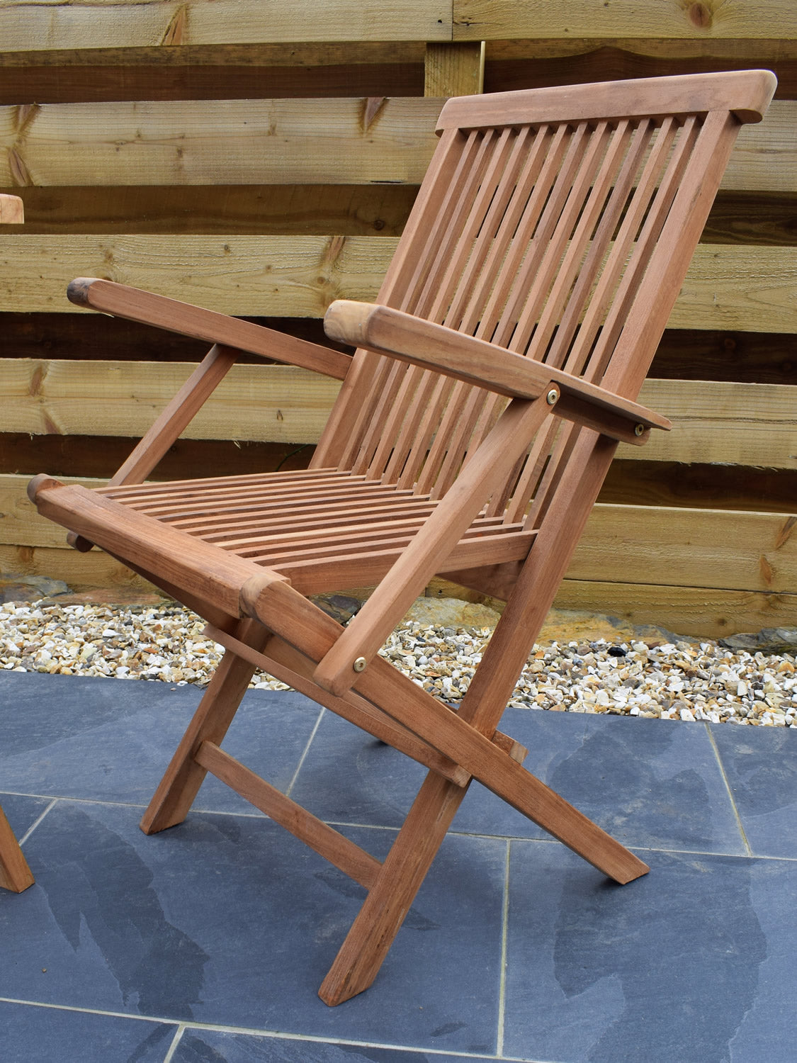 2 Seater Round Folding Teak Set with Classic Folding Armchairs