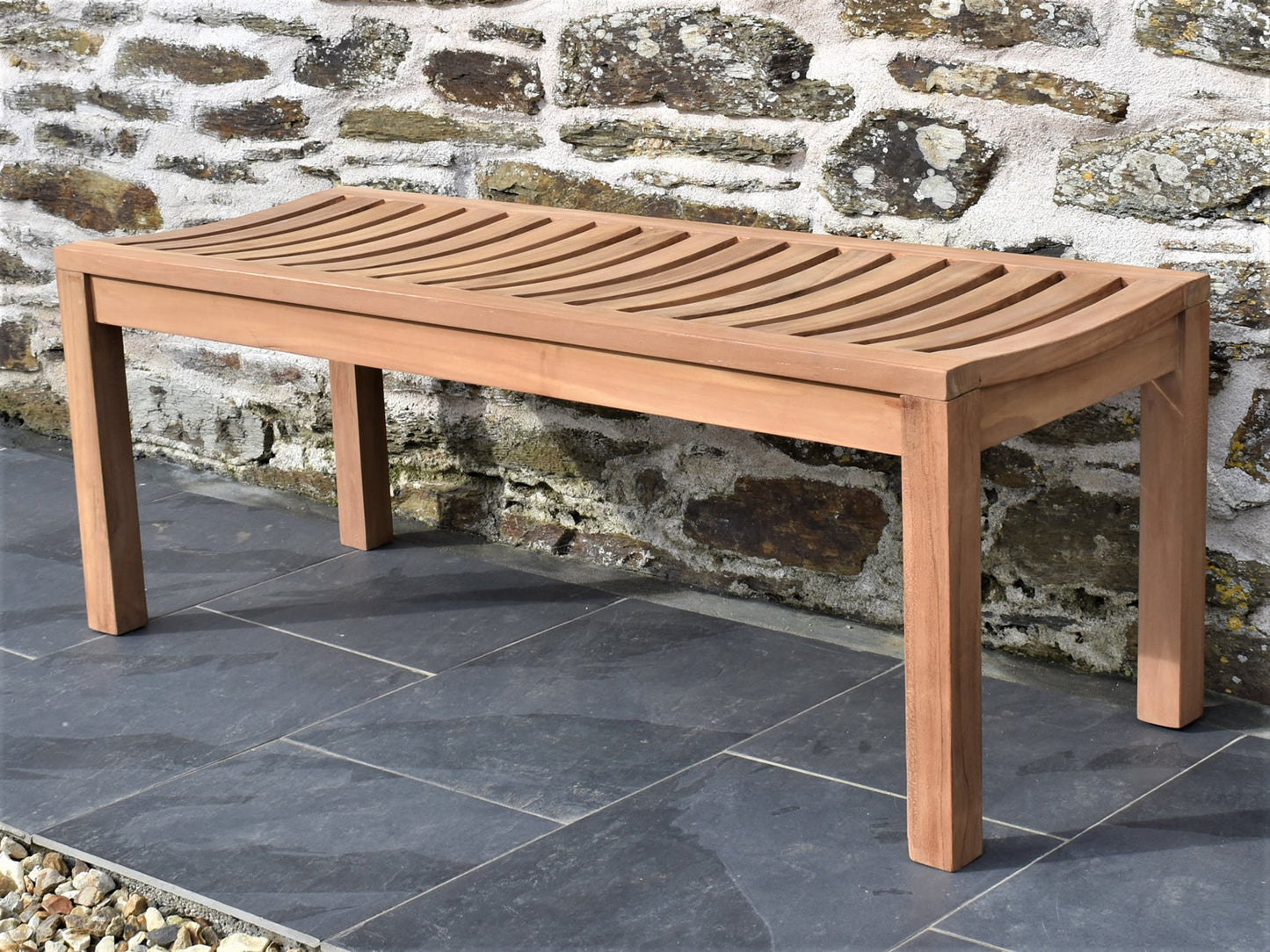 4ft teak outdoor backless bench