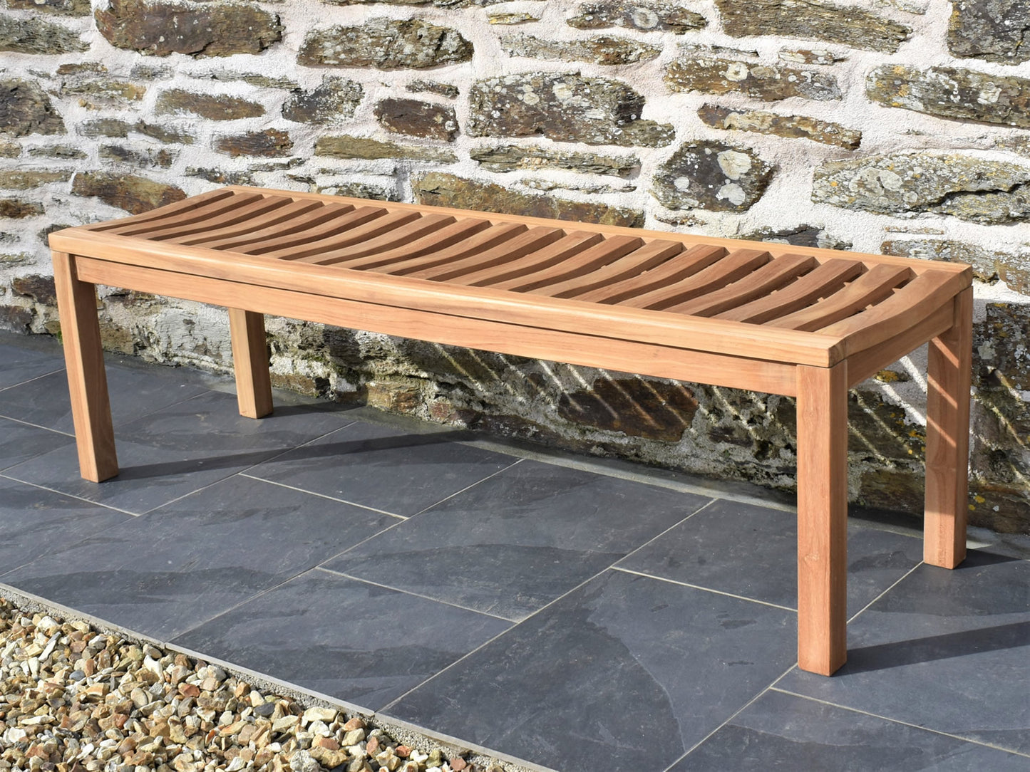 5ft teak outdoor backless bench