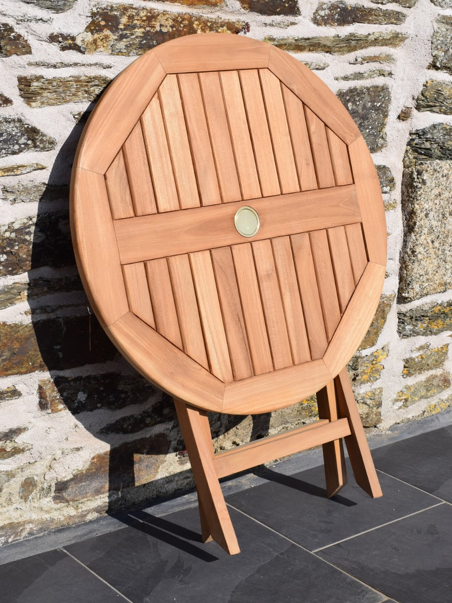 4 Seater Small Round Folding Teak Set with Classic Folding Chairs & Armchairs