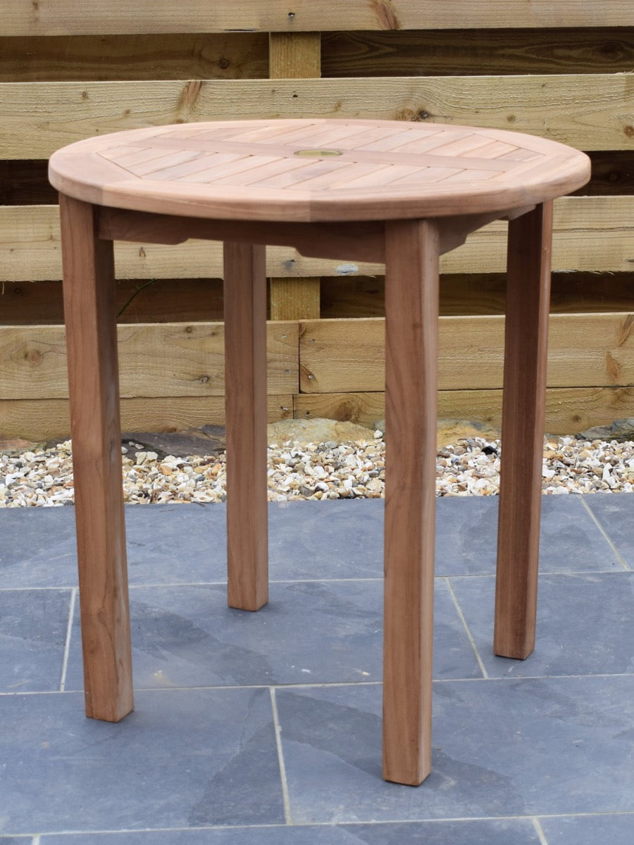 2 Seater Round Bistro Teak Set with Henley Stacking Armchairs