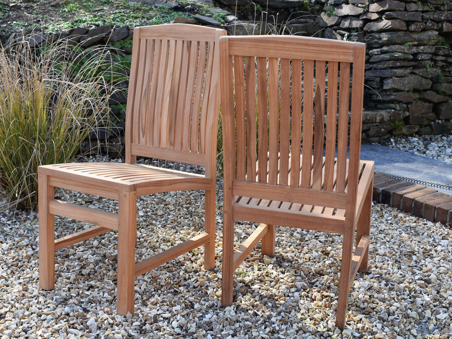 4 Seater Rectangular Bistro Teak Set with Dining Chairs