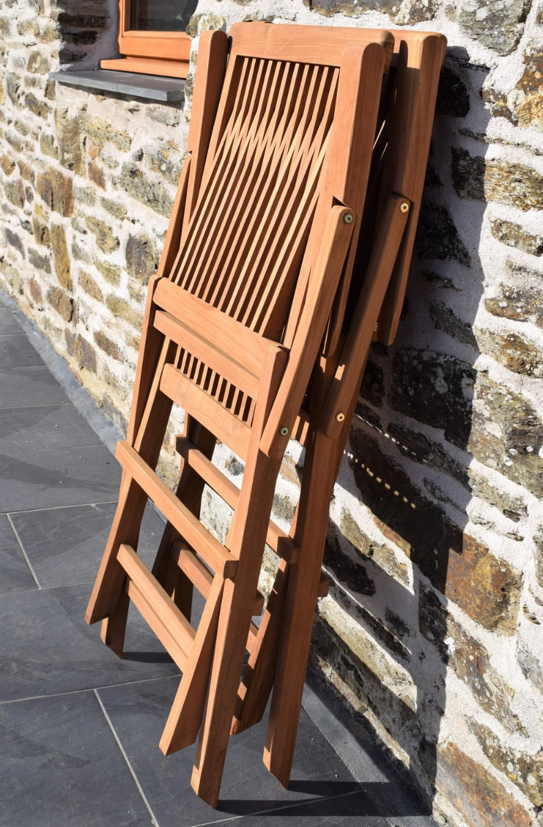 2 Seater Square Folding Teak Set with Classic Folding Armchairs