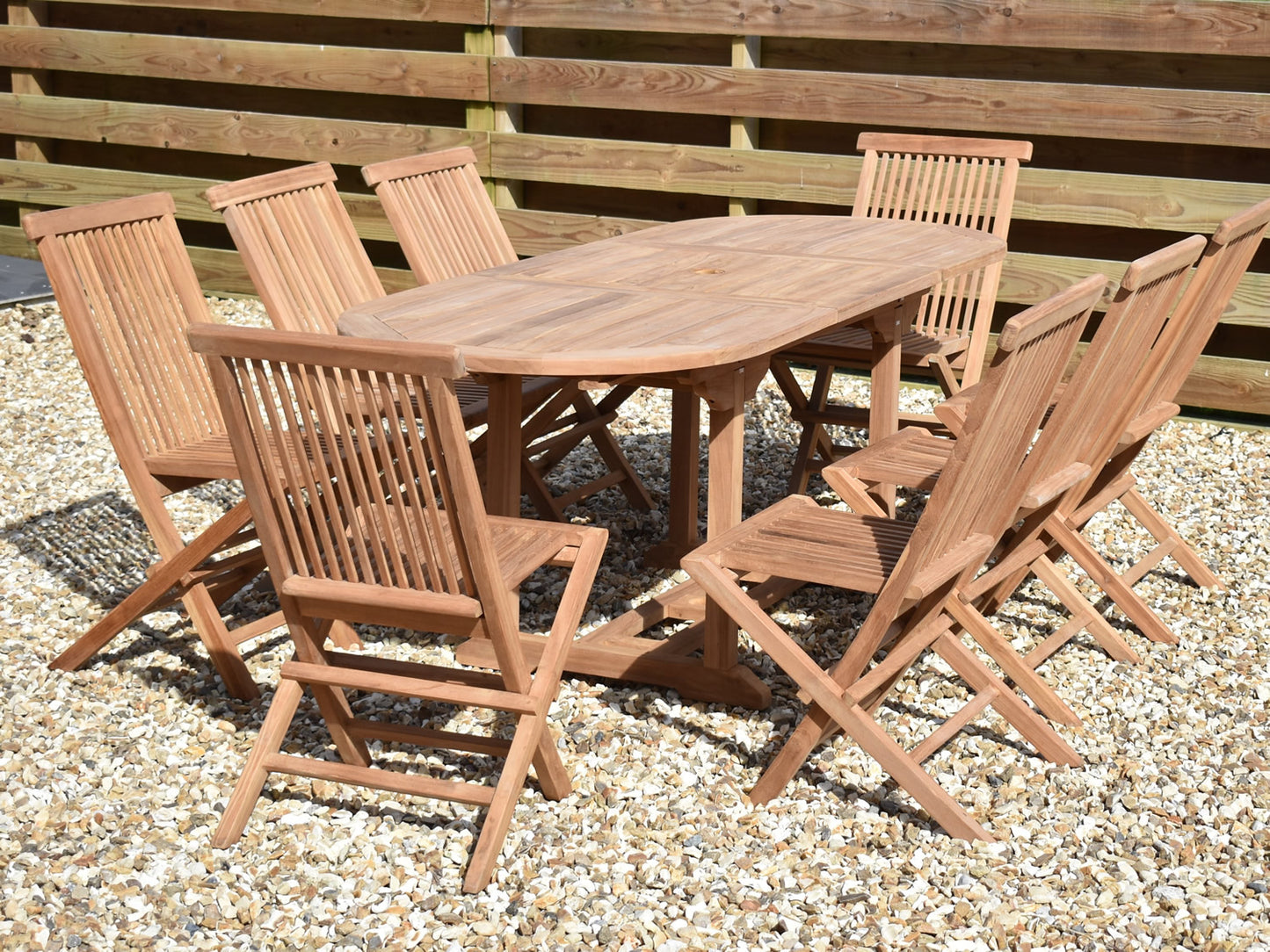 8 Seater Oval Extending Teak Set with Classic Folding Chairs
