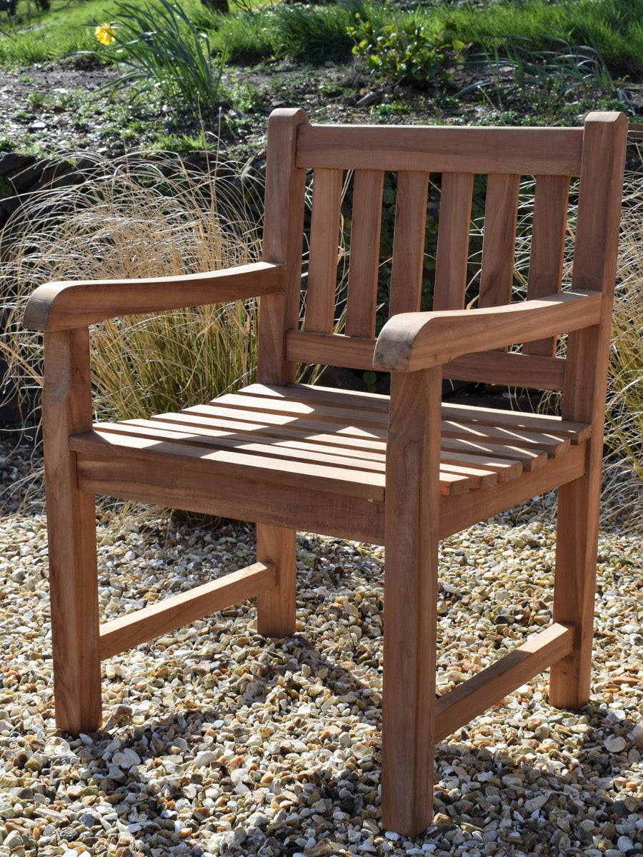 2 Seater Square Coffee Table Teak Set with Armchairs