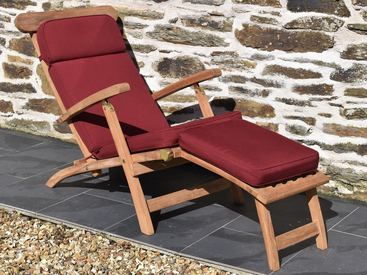 Classic burgundy red wine colour garden steamer chair cushion