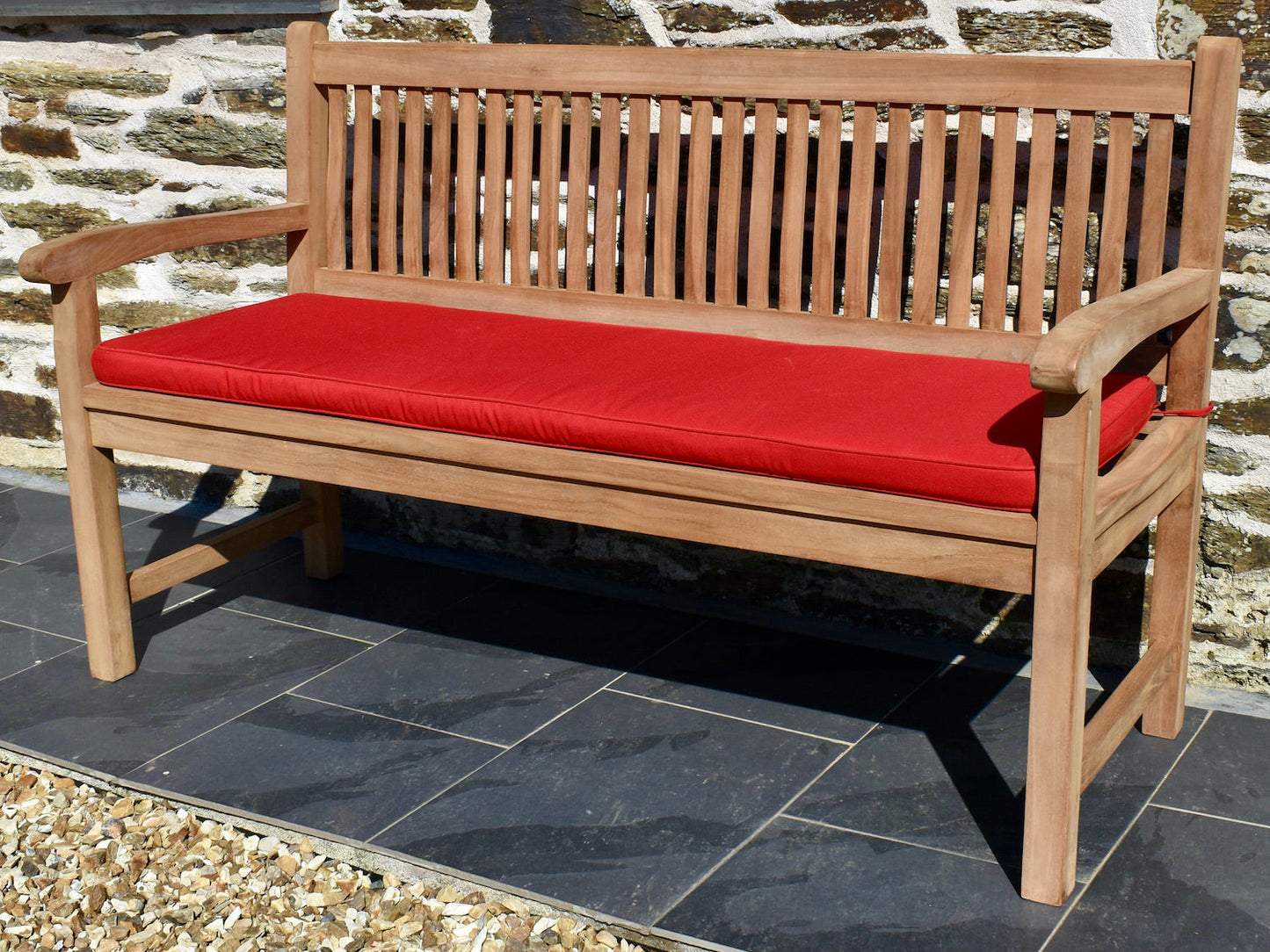 Classic red colour outdoor cushion for a 3 seater / 150cm garden bench