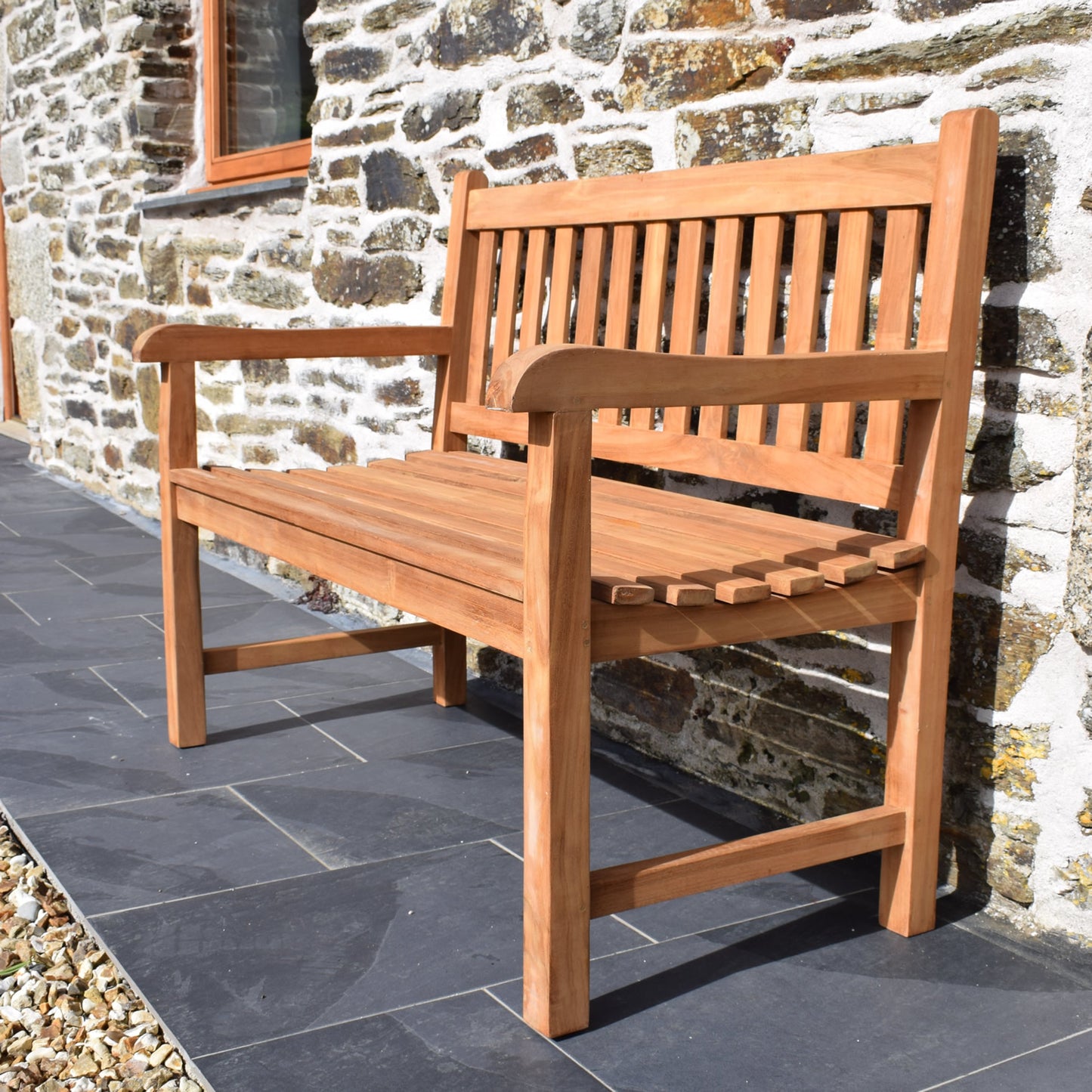 traditional teak outdoor garden seat 120cm