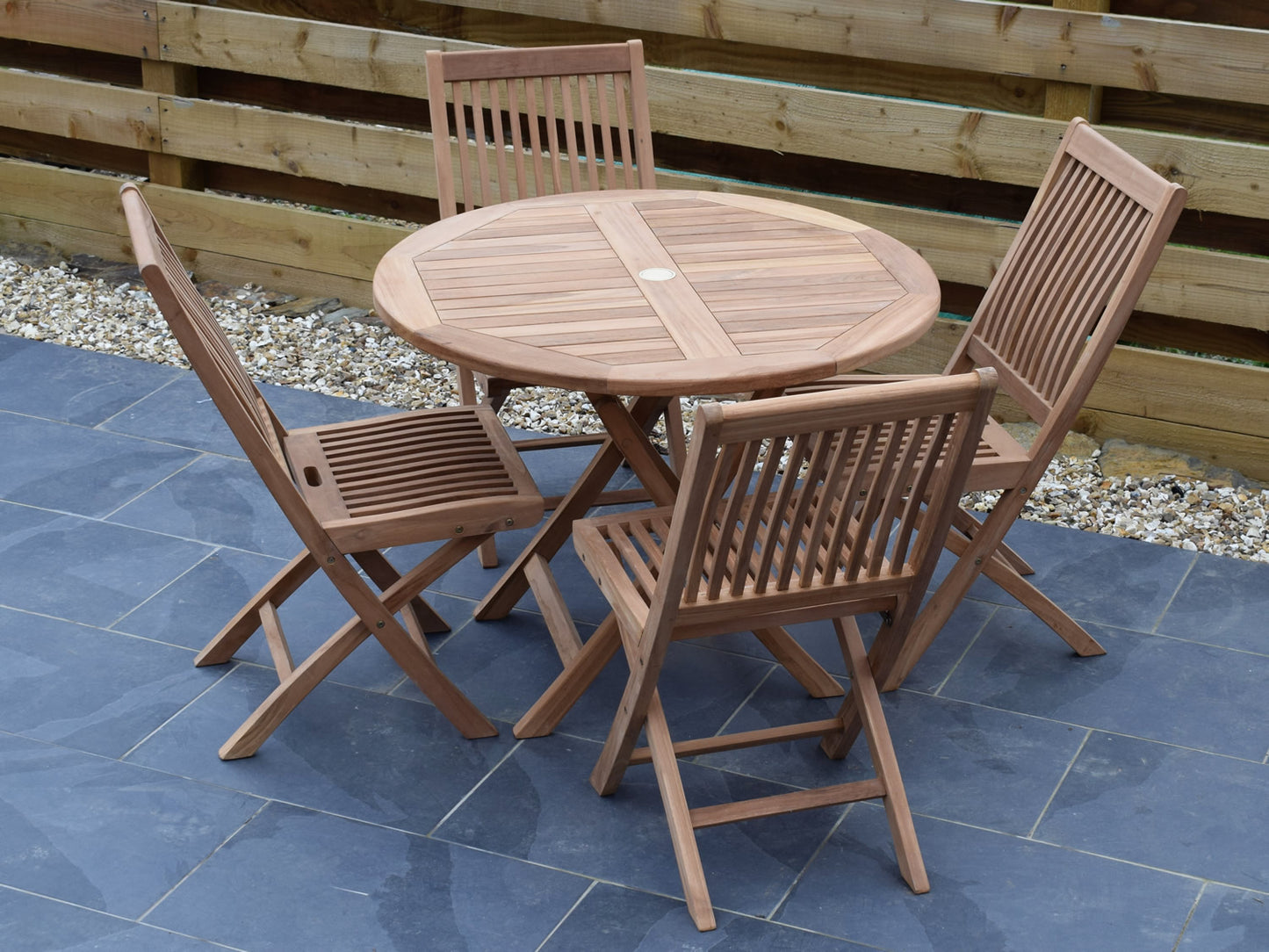 Teak 100cm Round Folding Table