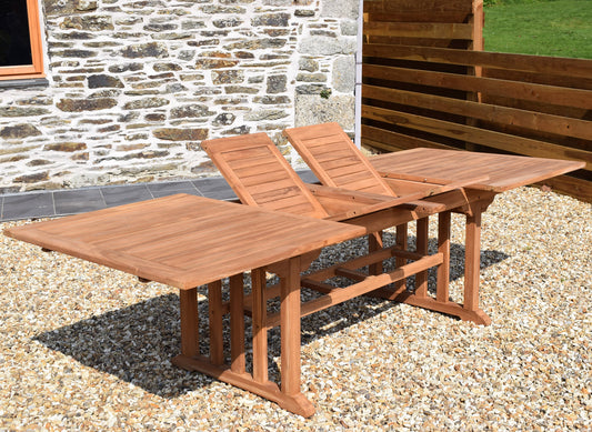 Teak 190-270x110cm Rectangular Double-Extending Table