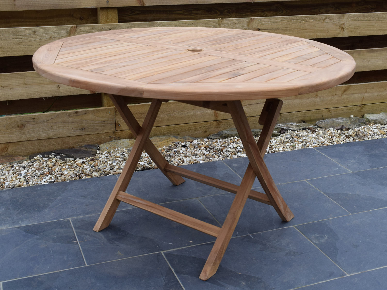 Teak 120cm Round Folding Table – Patio Garden Furniture