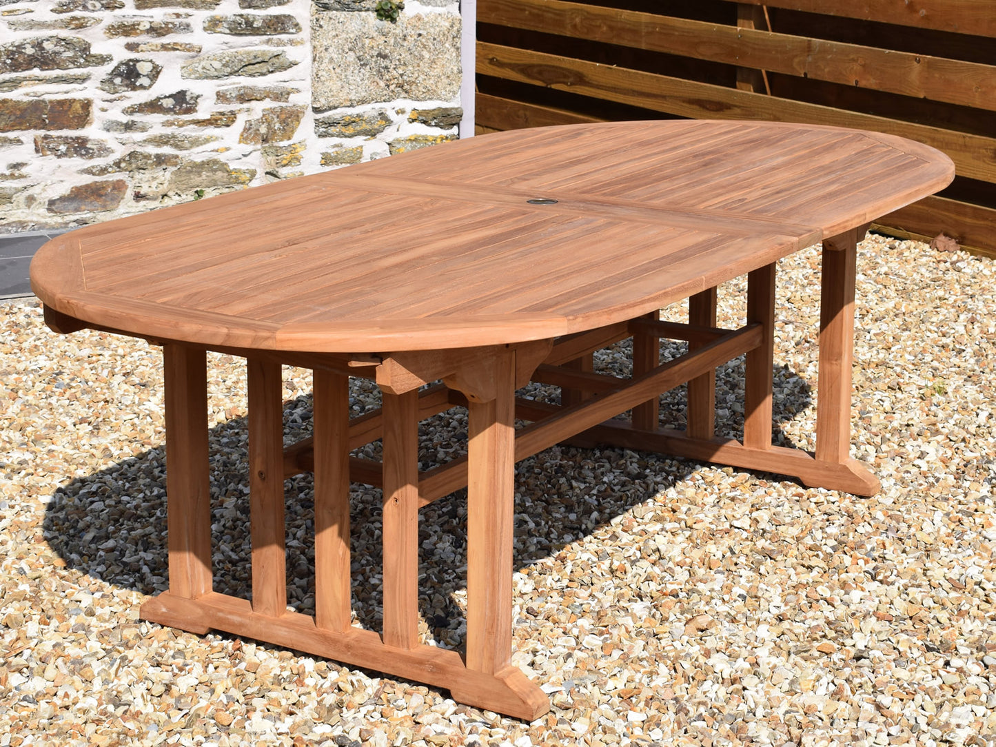 Teak 240-320x120cm Oval Double-Extending Table