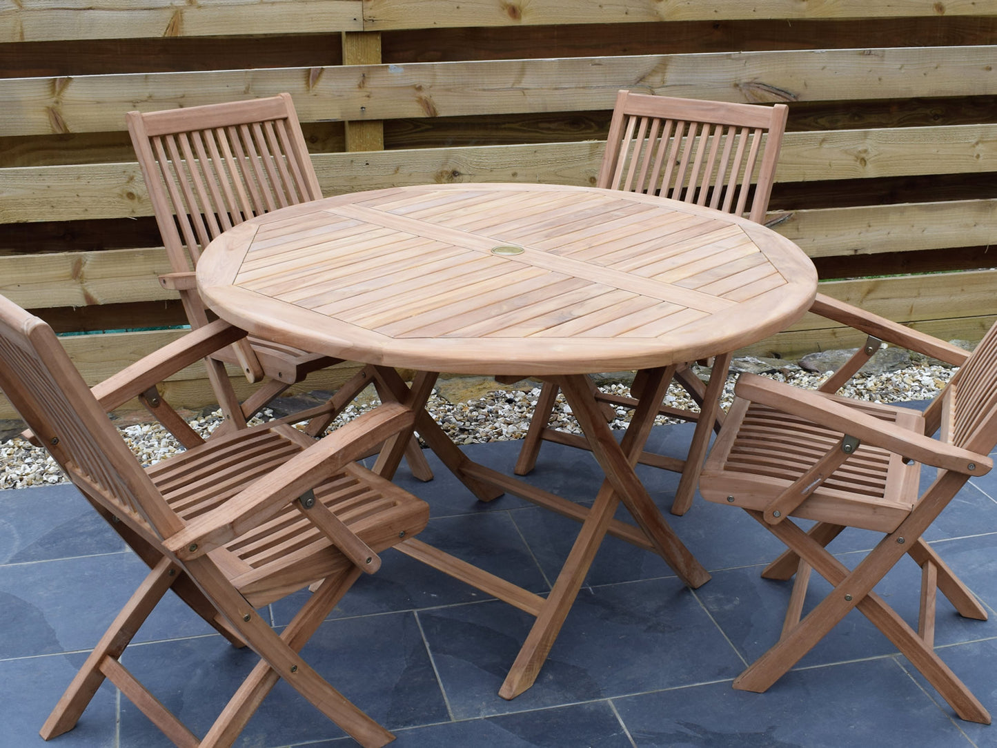 Teak 120cm Round Folding Table