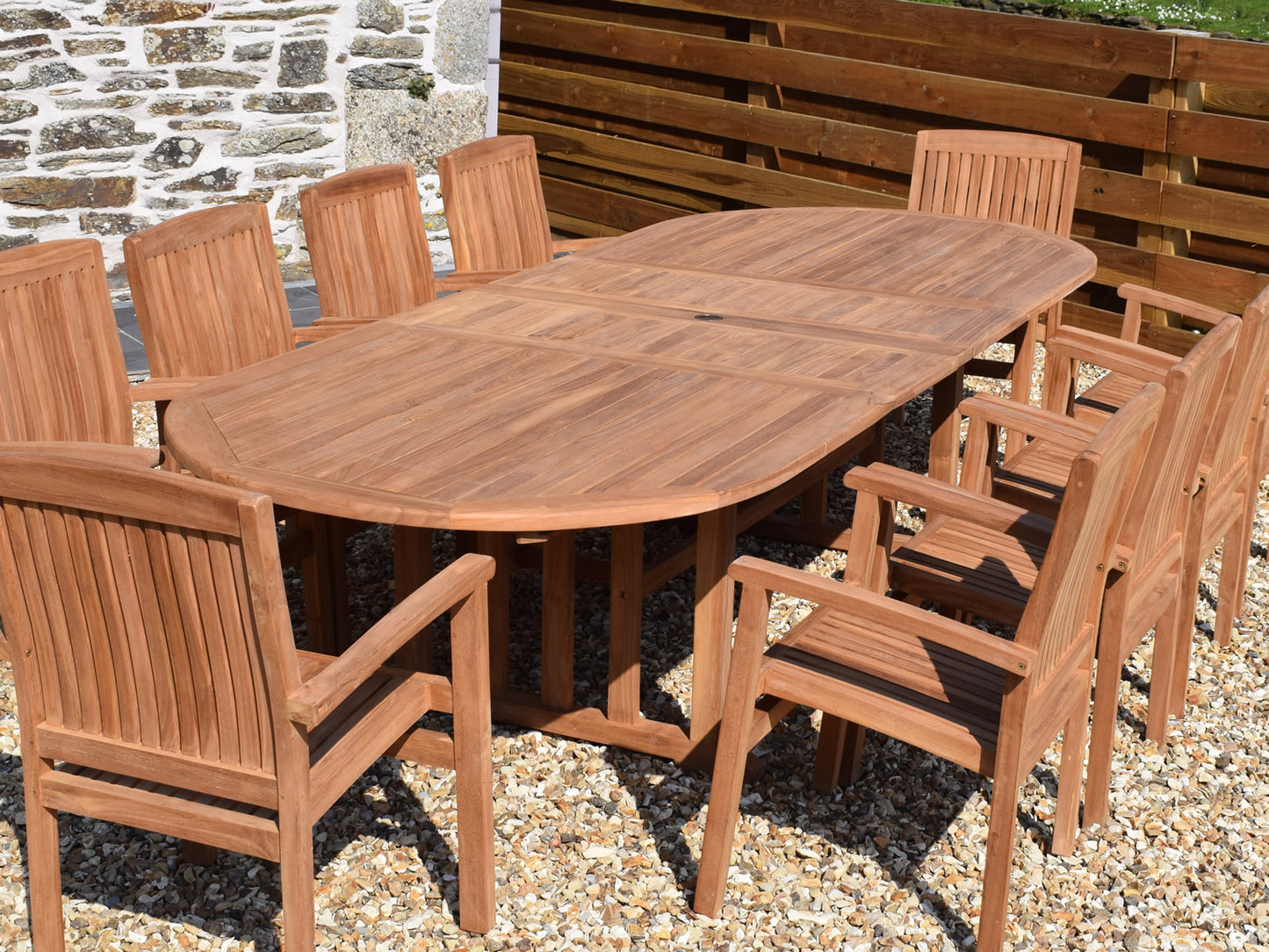 Teak 240-320x120cm Oval Double-Extending Table