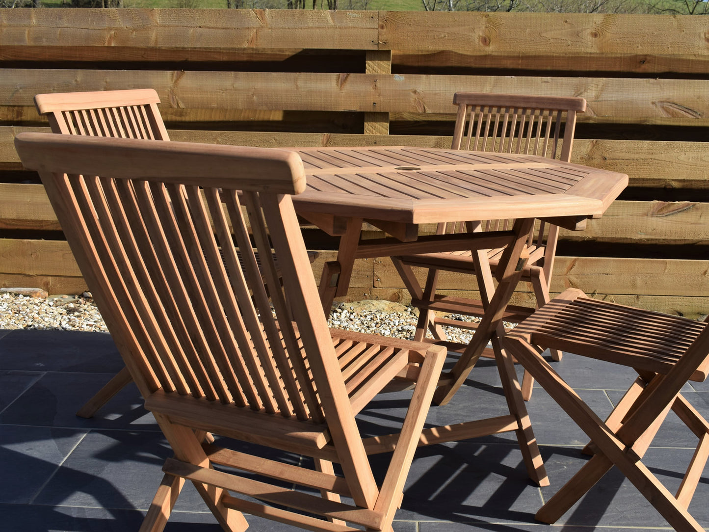 4 Seater Octagonal Folding Teak Set with Classic Folding Chairs