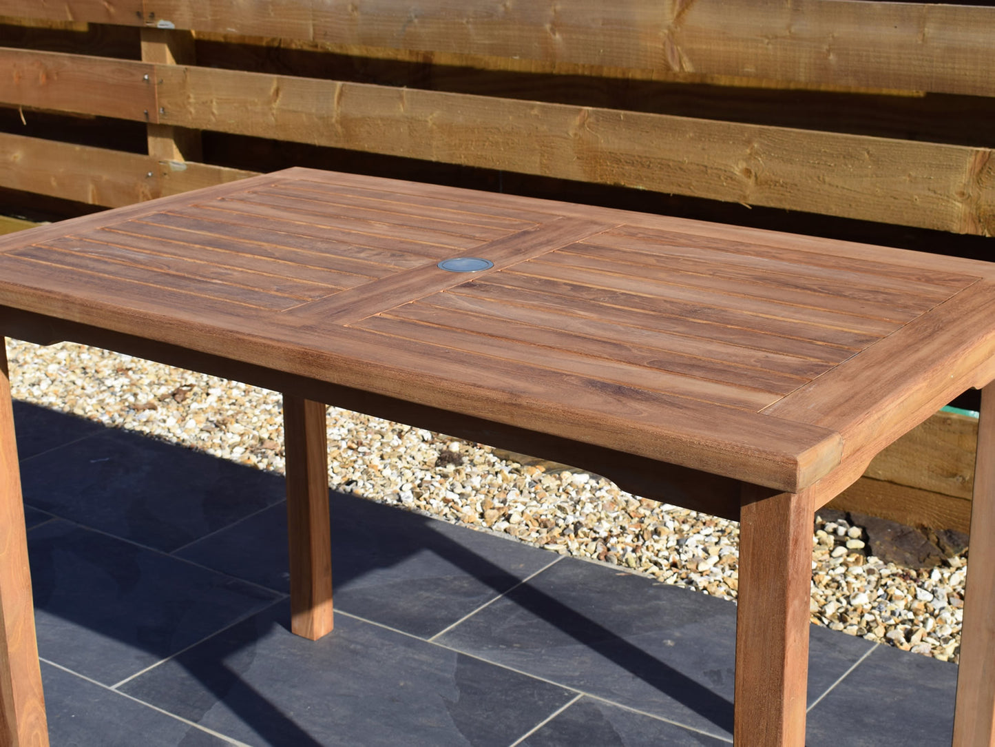 4 Seater Rectangular Bistro Teak Set with Folding Chairs