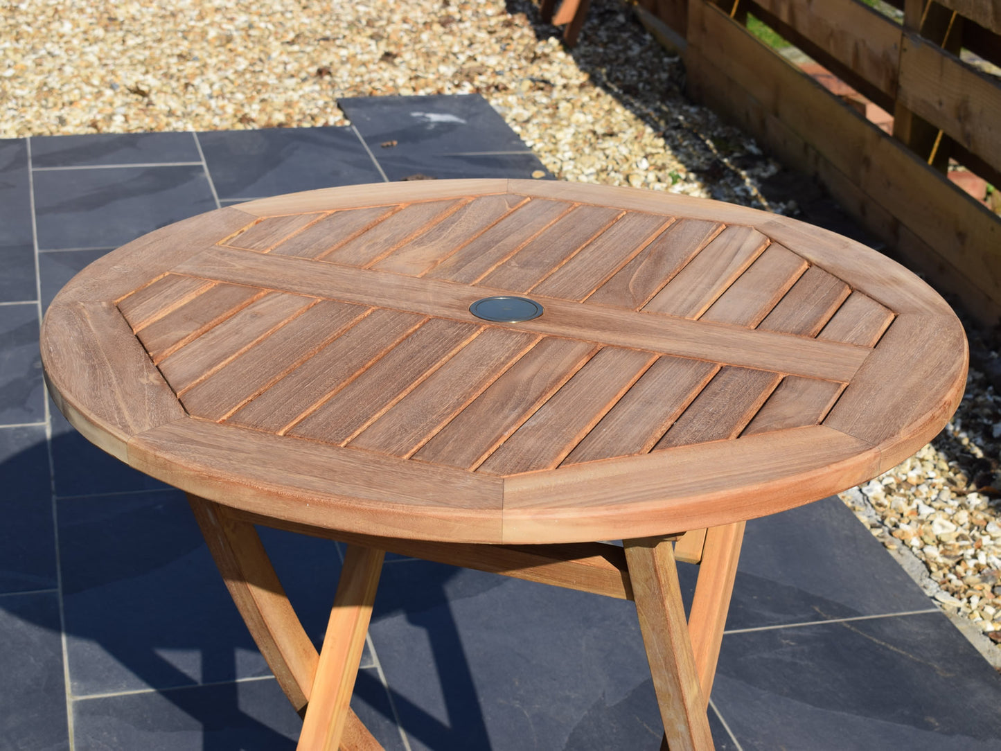 Teak 80cm Round Folding Table