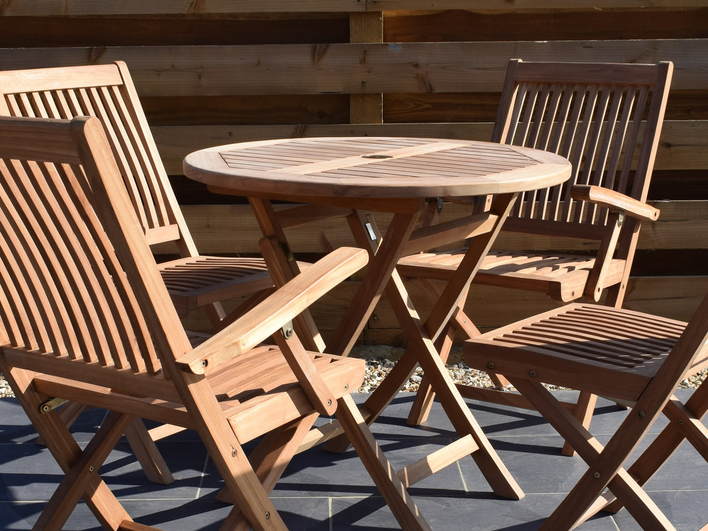 Teak 80cm Round Folding Table