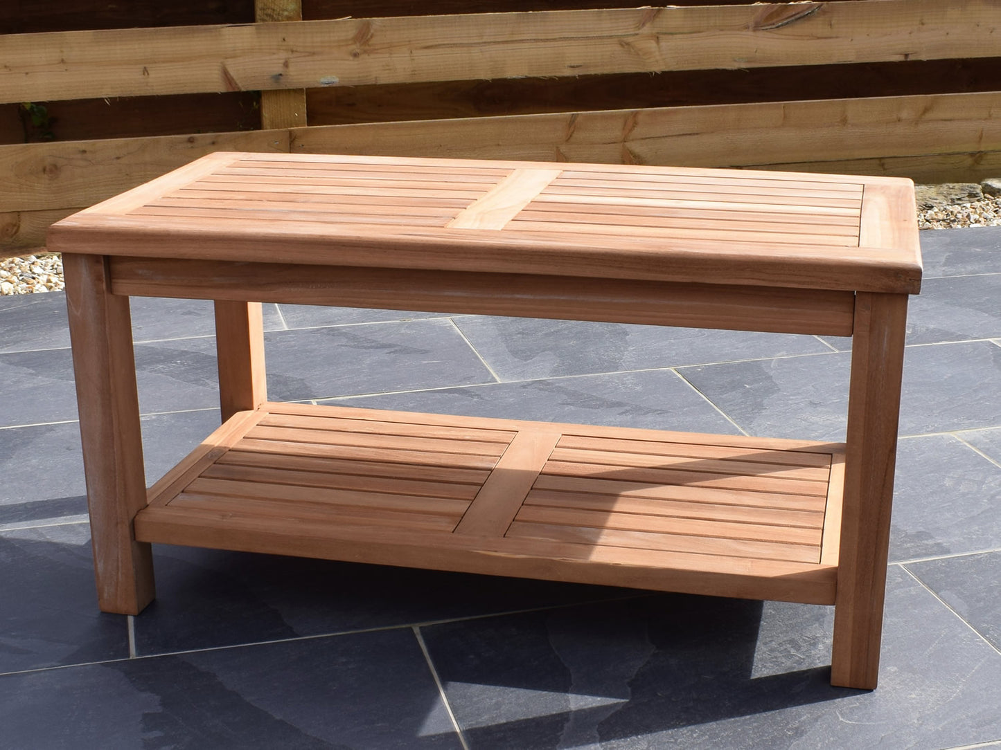 3 Seater Rectangular Coffee Table Teak Set with Classic Garden Bench