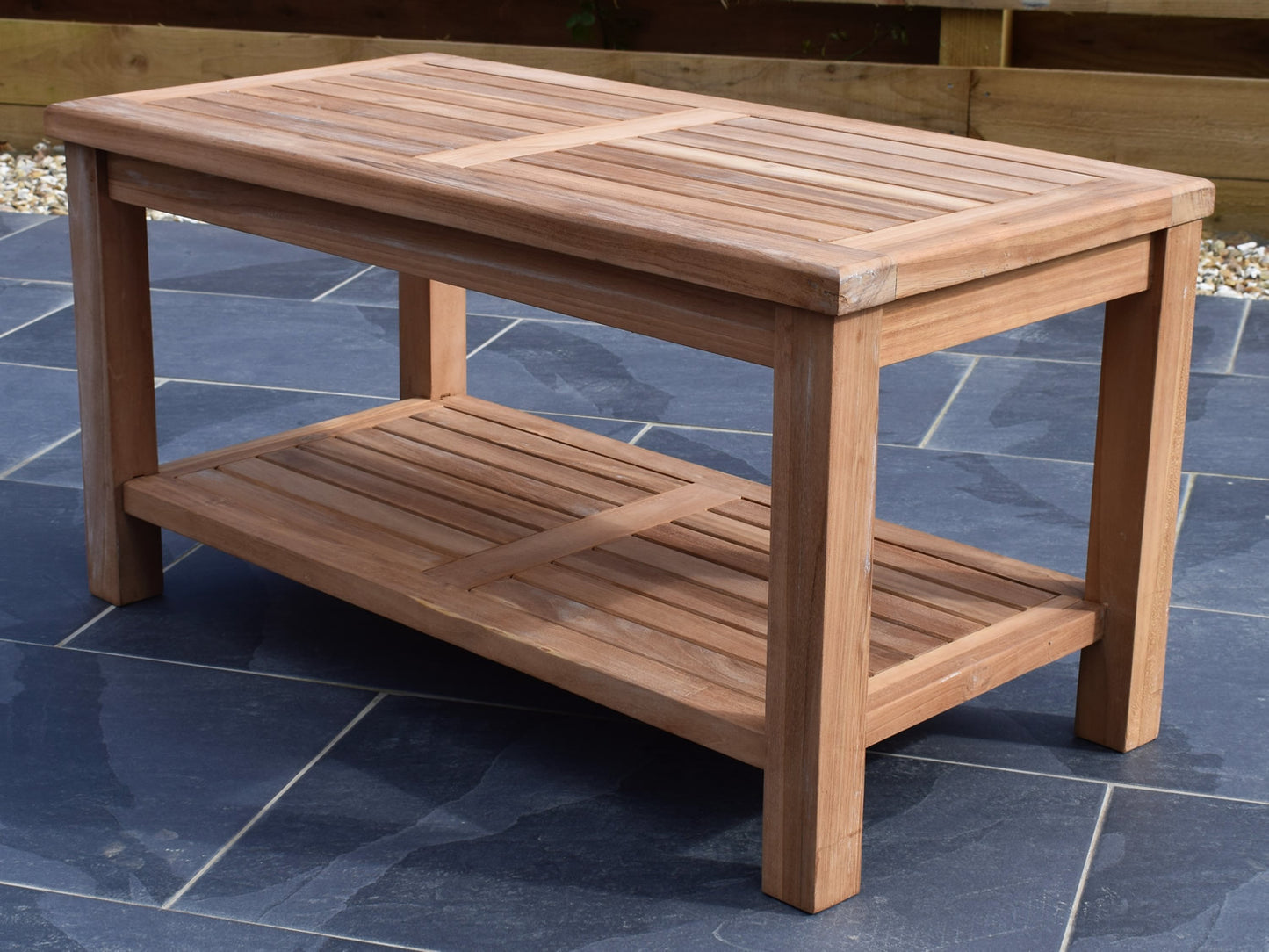 3 Seater Rectangular Coffee Table Teak Set with Classic Garden Bench
