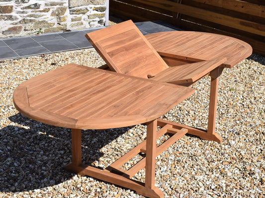 Teak 180-240x100cm Oval Extending Table