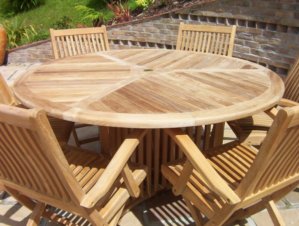 6 Seater Round "Radar" Teak Set with Folding Armchairs