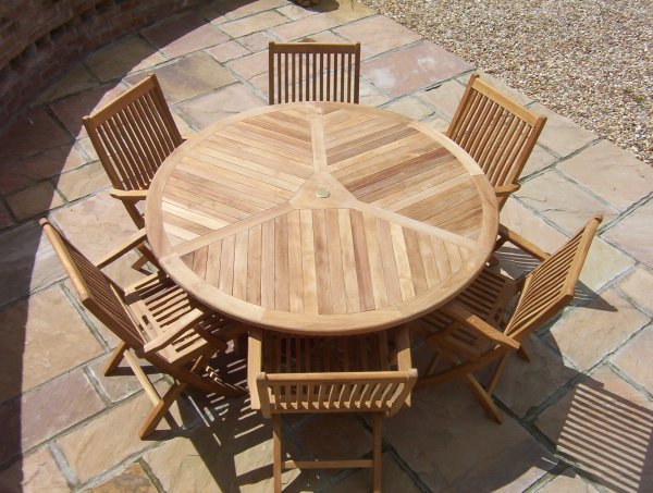 6 Seater Round "Radar" Teak Set with Folding Armchairs