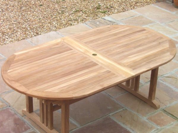 Teak 190x100cm Oval Pedestal Table