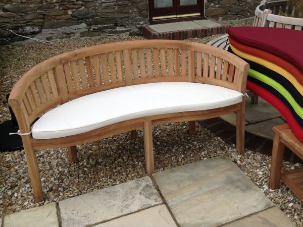 Classic natural ecru cream colour cushion for curved banana garden bench 