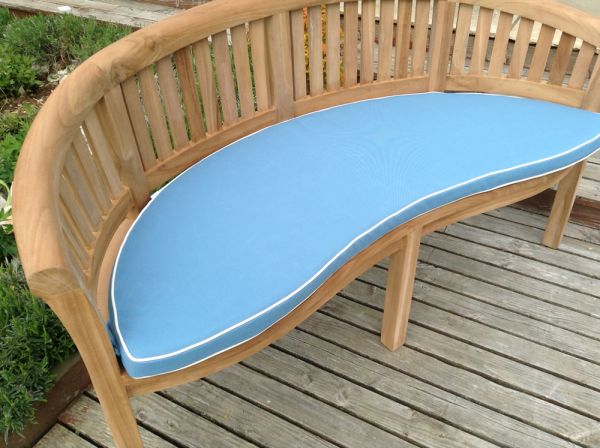 Luxury Light Blue colour outdoor cushion for the curved banana garden bench 