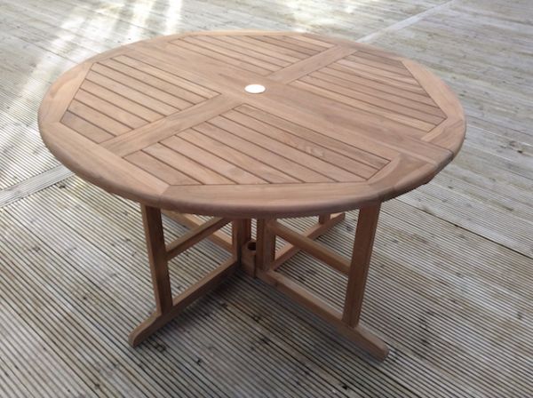 Teak 120cm Round Gate-leg Folding Table