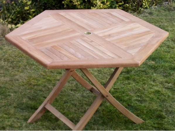Teak 120cm Hexagonal Folding Table
