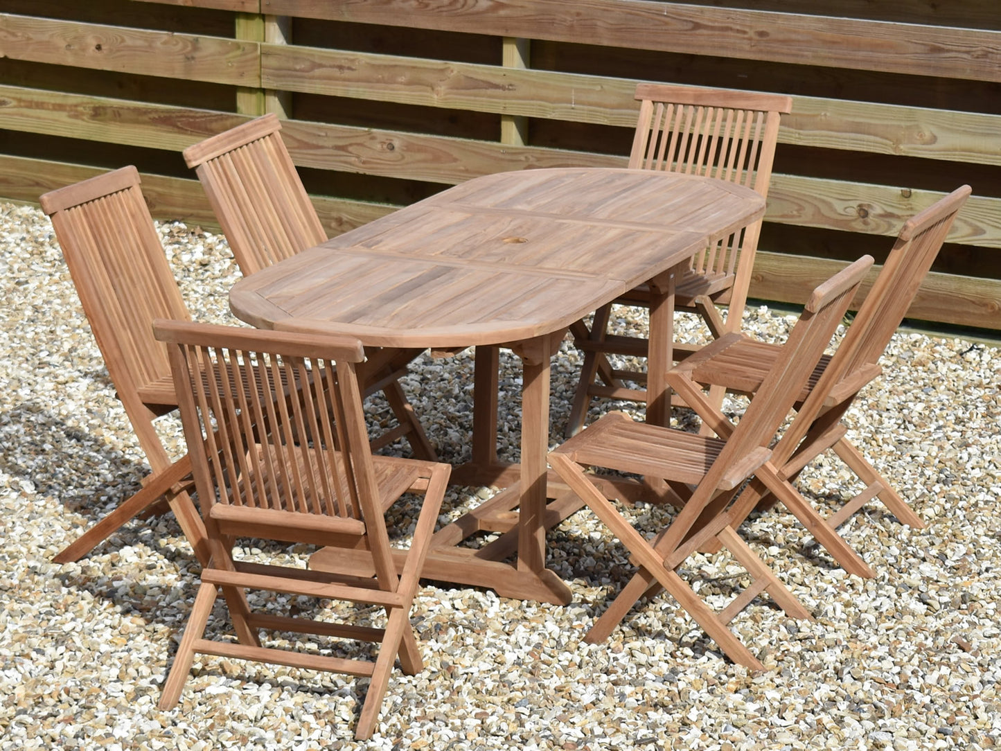 6 Seater Oval Extending Teak Set with Classic Folding Chairs
