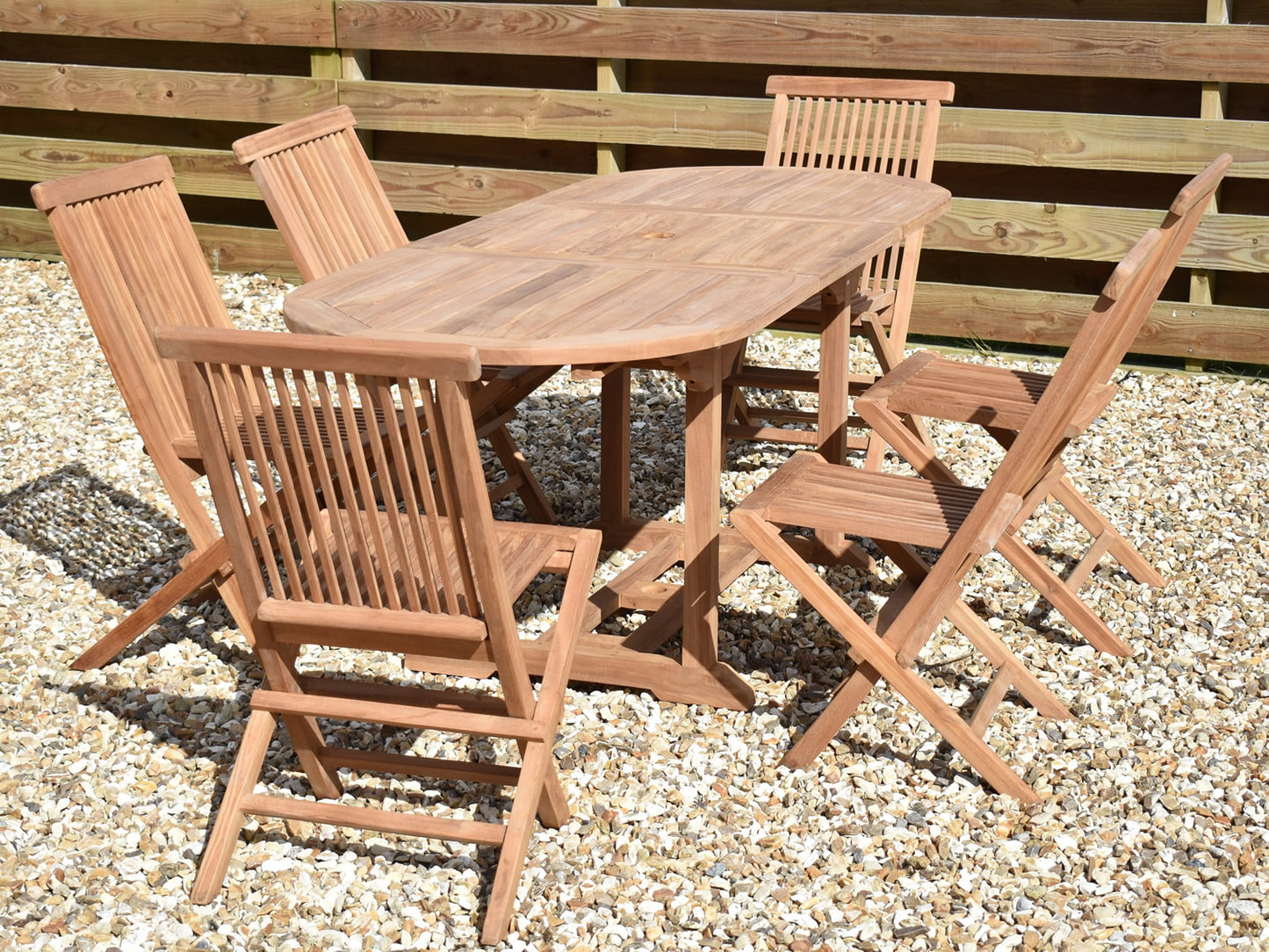 6 Seater Oval Extending Teak Set with Classic Folding Chairs