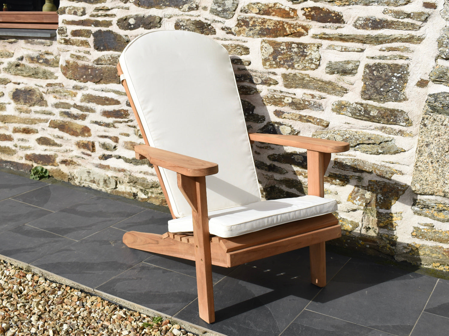 classic natural cotton colour washable seat cushion for teak Adirondack garden chair
