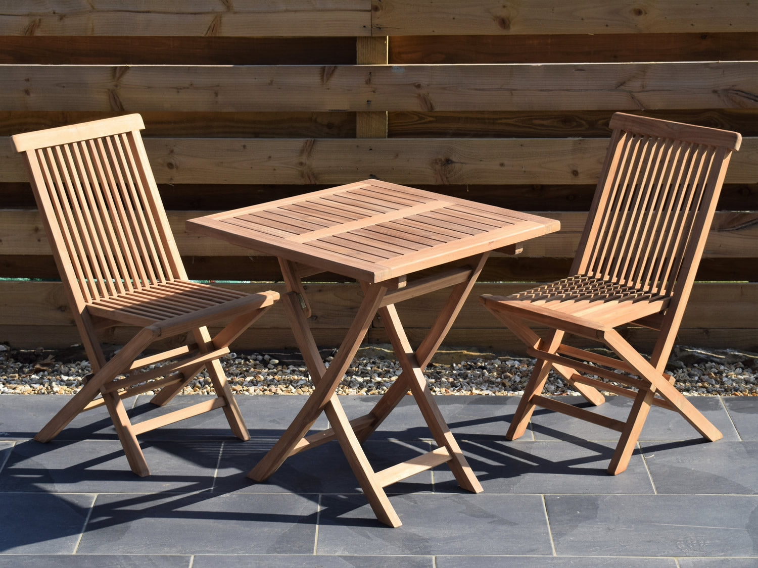 2 Seater Square Folding Teak Set with Classic Folding Chairs – Patio ...