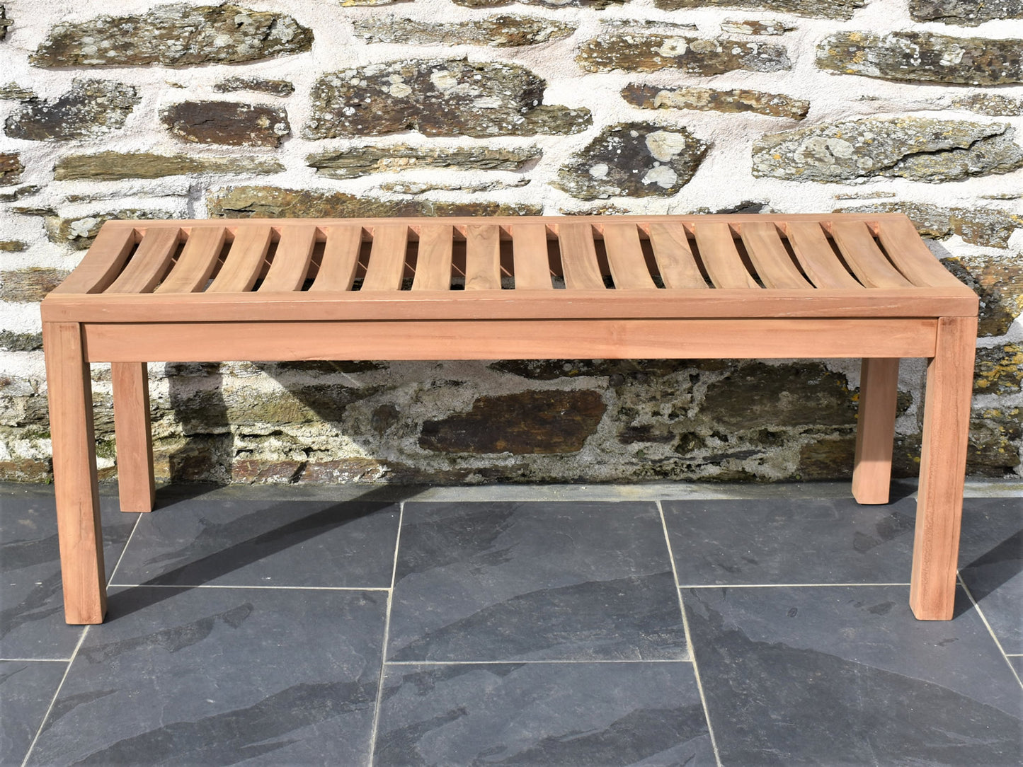 120cm teak backless garden bench